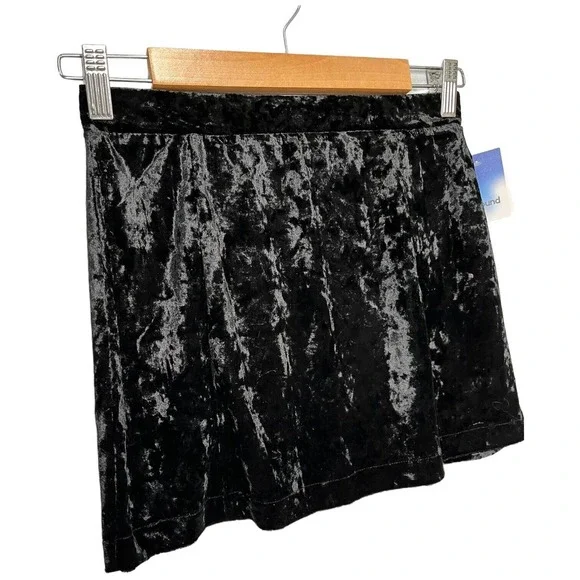 New Nordstrom Abound Crushed Velvet Velour Mini Retro 90s Y2K Skirt Black S - Picture 5 of 11